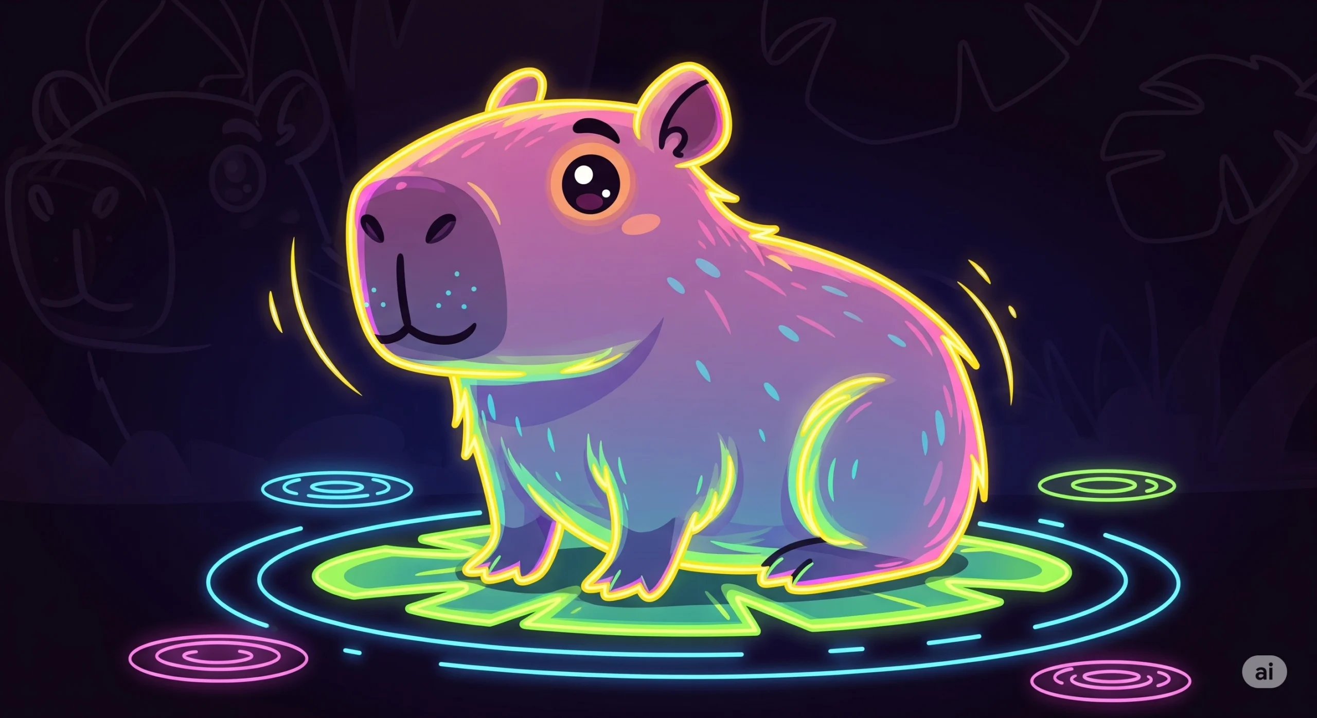 Neon Capybara Cartoon Illustration Ideas You’ll Fall in Love With