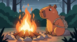 Capybara Animated Bonfire Night – Chill Evening Ambience