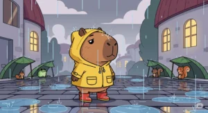 Capybara Animated Rain Scene – Calm and Cozy Vibes